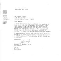 Letter from Dr. Leonard J. Mestas to Martha Cotera